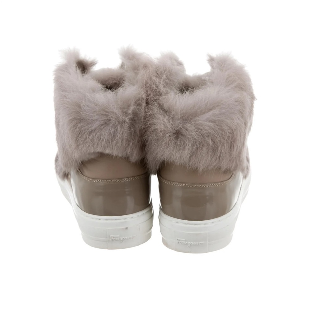 Salvatore Ferragamo Fur-Trimmed Leather Sneakers - Picture 2 of 13